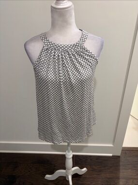 Loveappella Petite Gray and White Knit Tank Top Sz MP